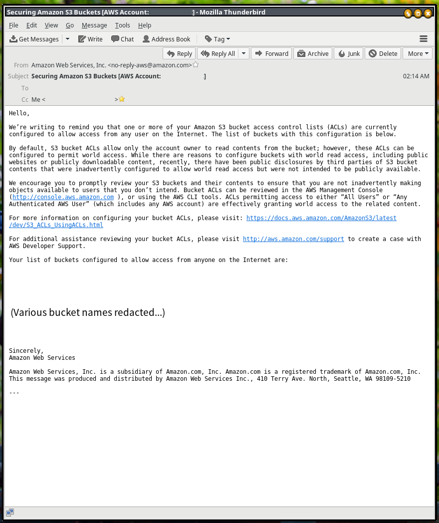Amazon Securing S3 Email